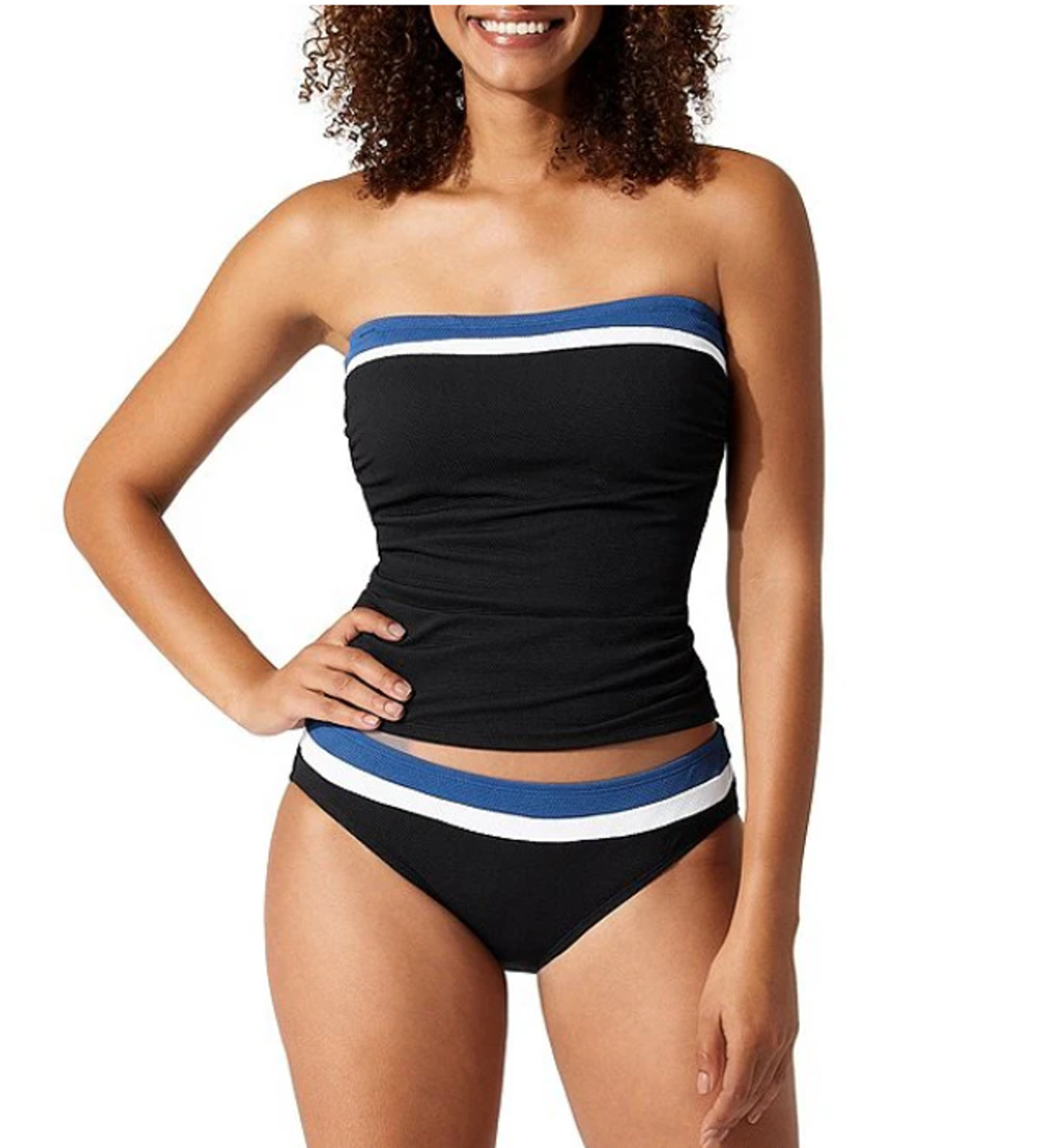TOMMY BAHAMA Island Cays Bandini Tankini Swim Top Small Blue Indigo Tide NWT